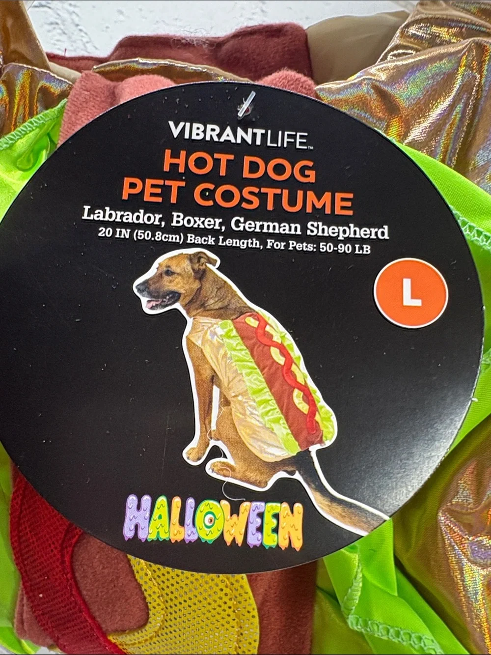 Vibrant Hot Dog Pet Costume in Green & Red